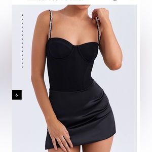 Mistress Rocks Black Crystal Trim Mini Dress